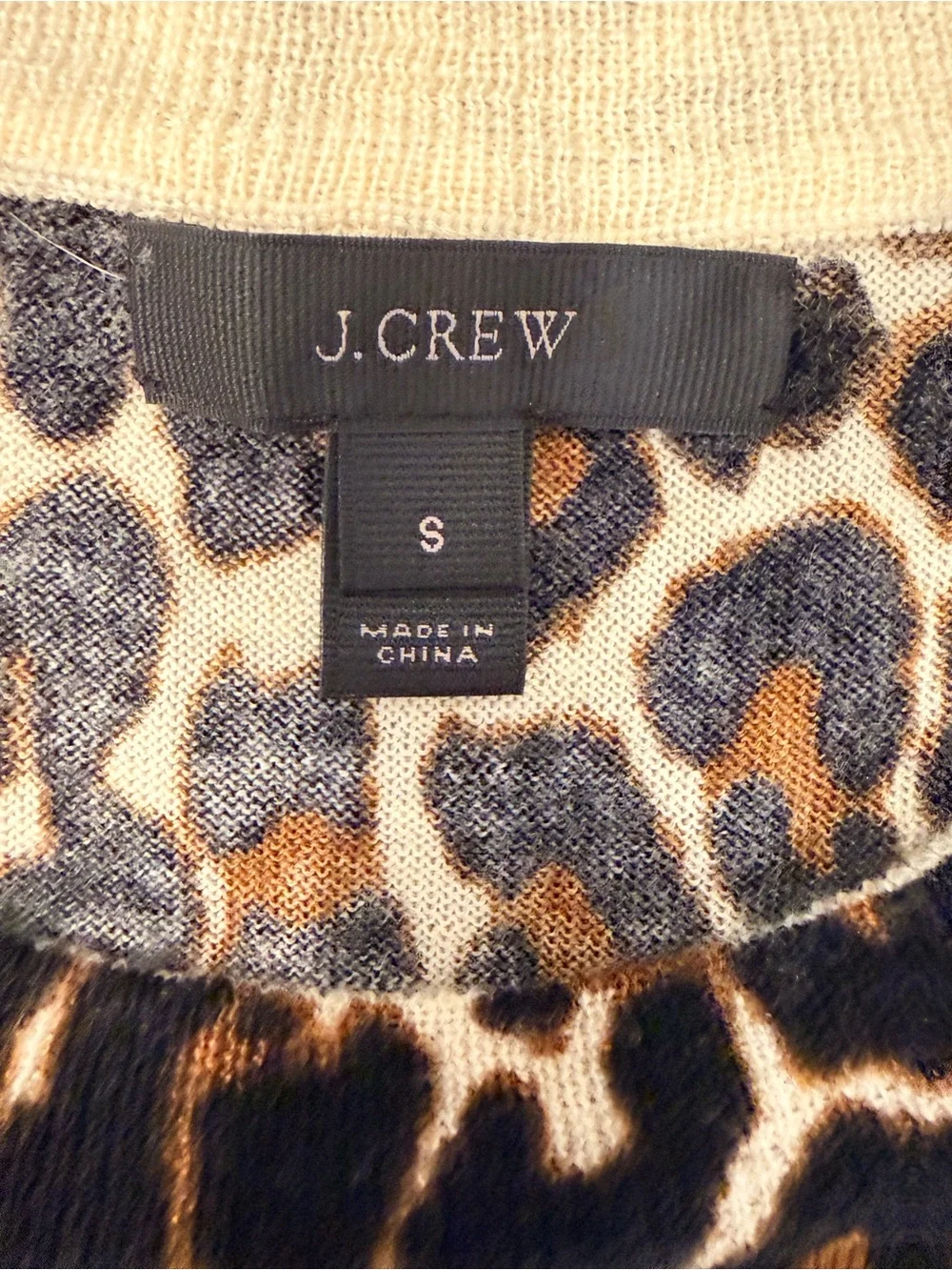 J. Crew Leopard Print Sweater in Cream, Black and Brown